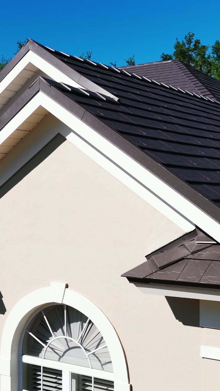 Finished Metlok pressed-steel roof against a blue Florida sky