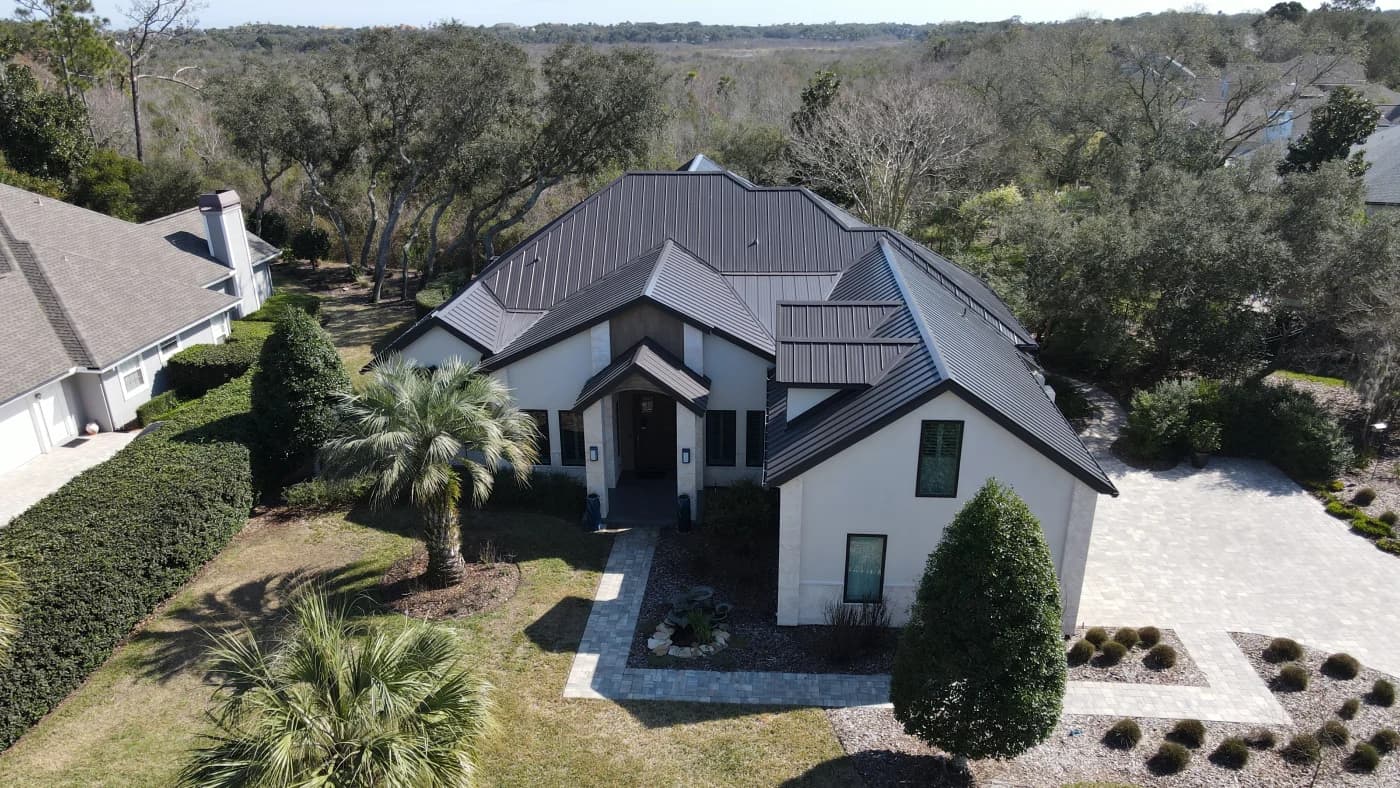 A large Central Florida home with a newly installed metal roof
