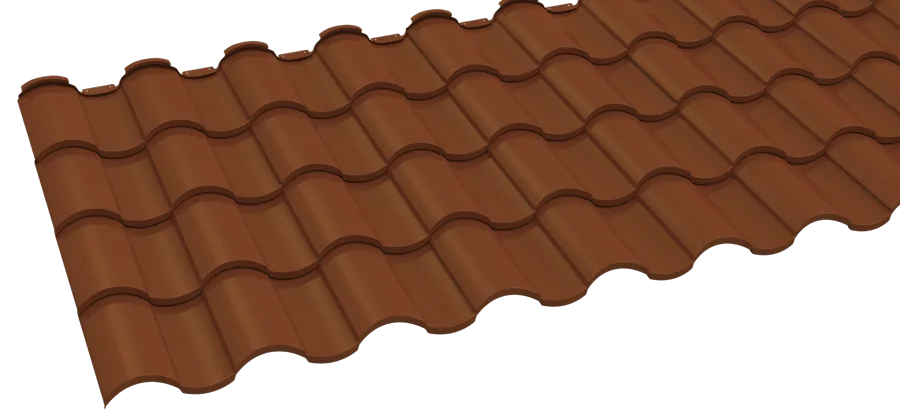 Metlok Barrel pressed-steel roof in Tuscan Clay