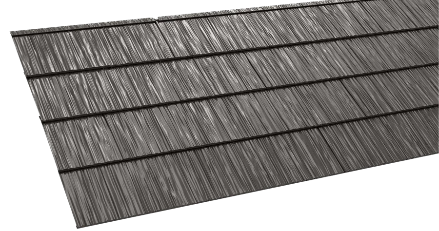 Metlok Shake pressed-steel roof in Carbon Gray