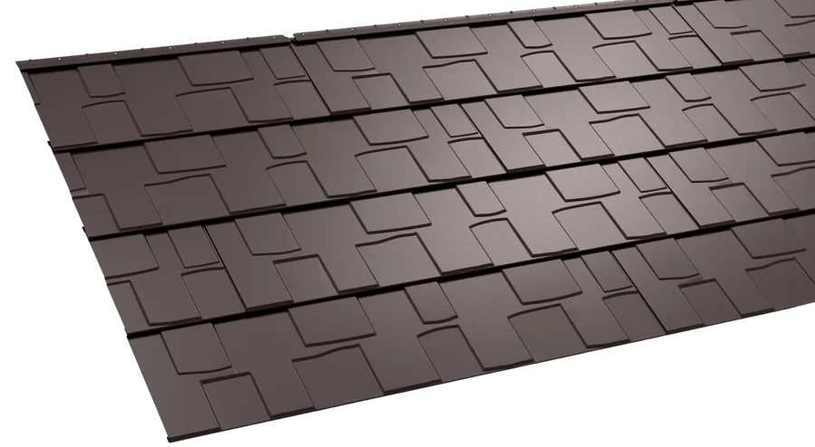Metlok Shingle pressed-steel roof in Weathered Ridge