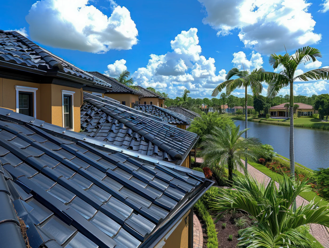 Angled view of Florida rooftops