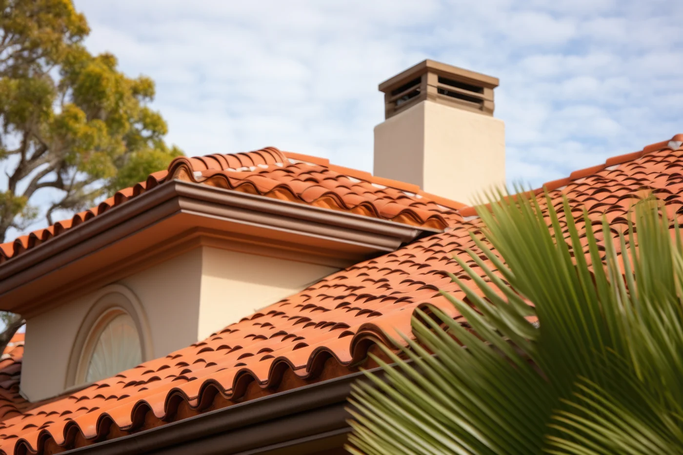 Closeup Of Spanish Revival Style Homes Clay Roof Tiles Closeup Of Spanish Revival Style Homes Clay Roof Tiles