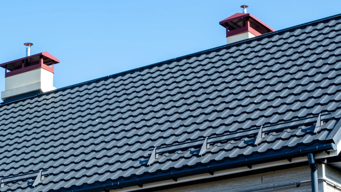 Close-up view of multi-colored shingle roofing