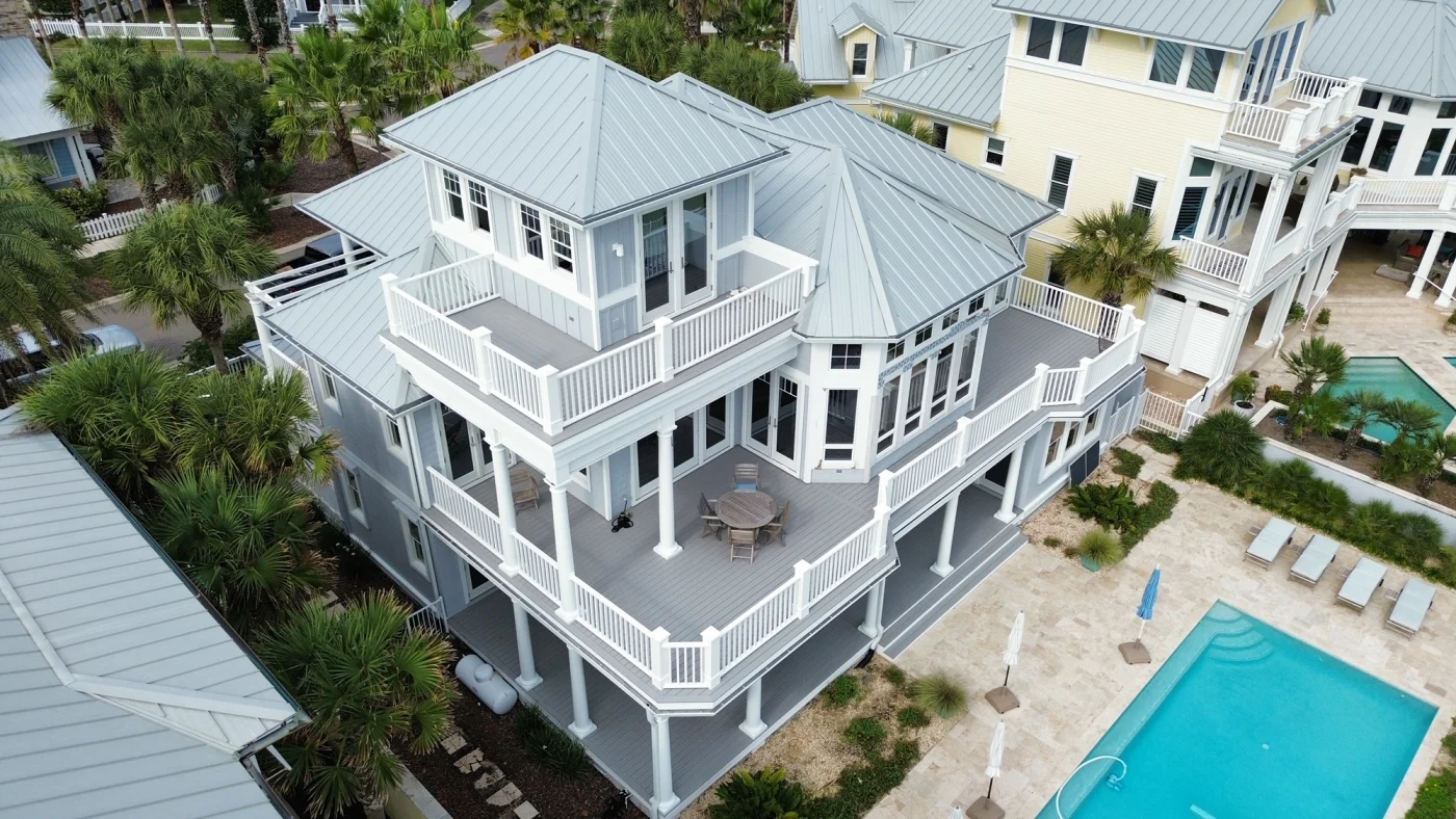 Overhead view of asphalt shingle roof on Neptune Beach, FL home