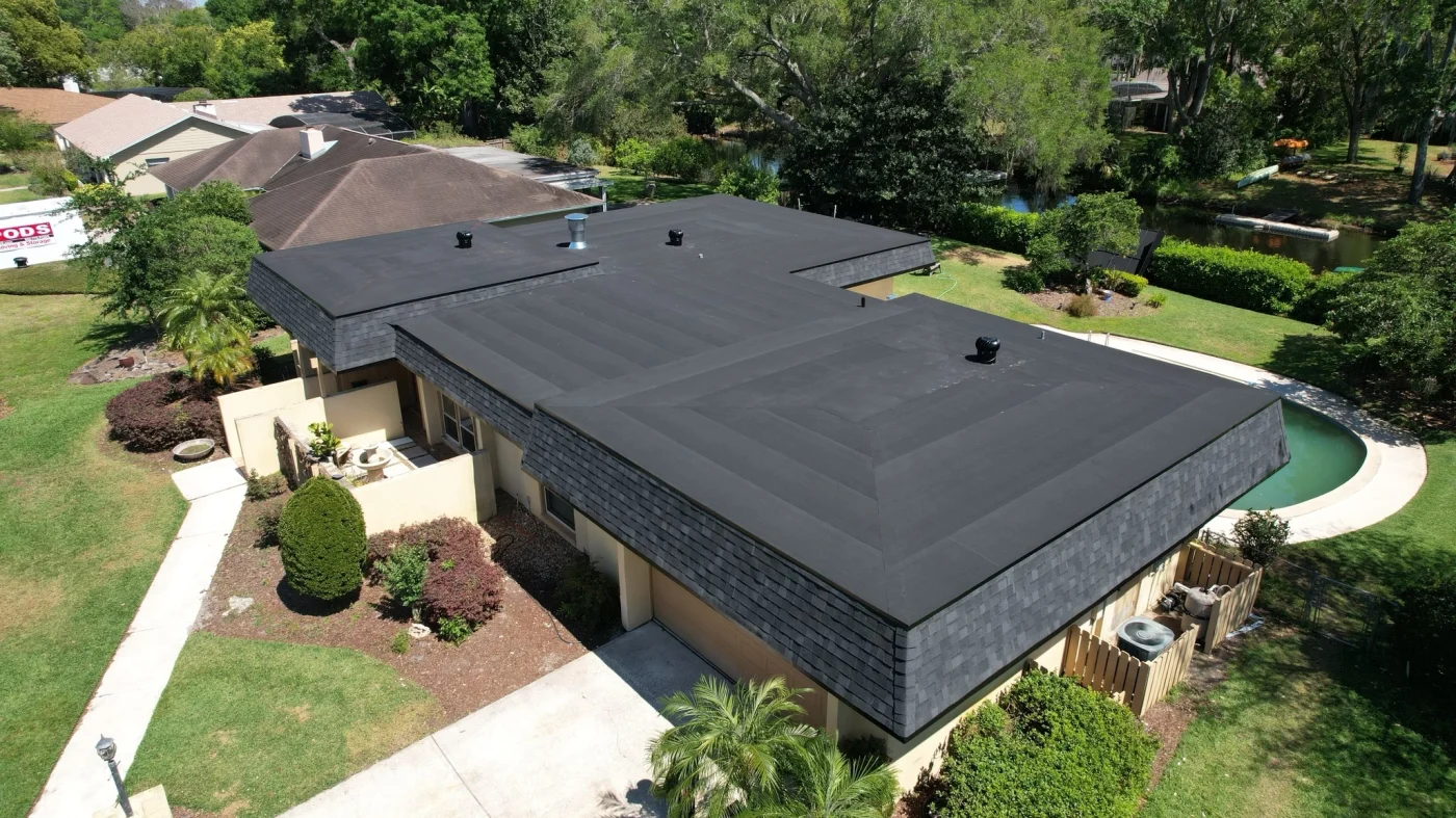 A home with a low-slope roof