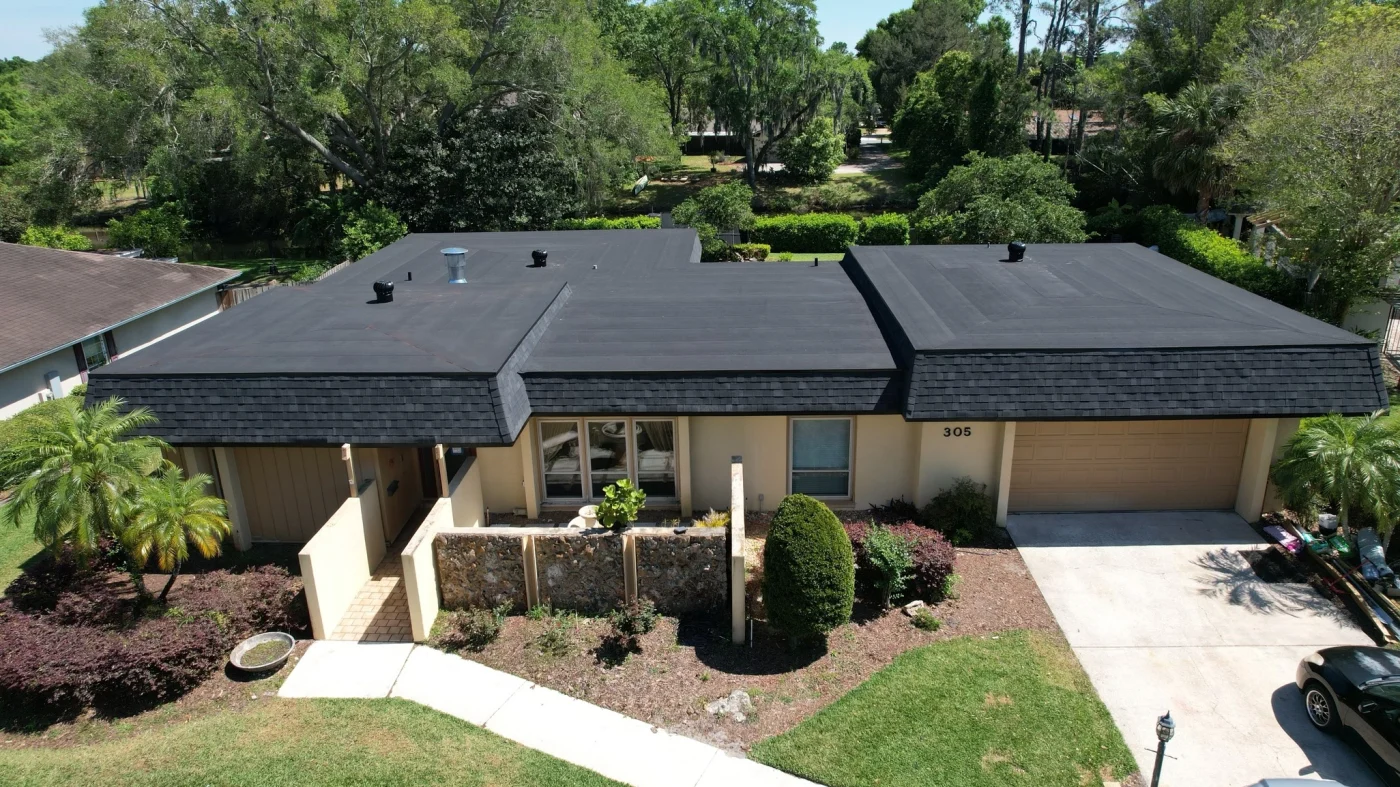 A home with a low-slope roof