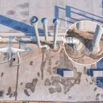 Detection Of Defects And Damage To Roof Using Industrial Drone. Industry Survey Building Structures Factory
