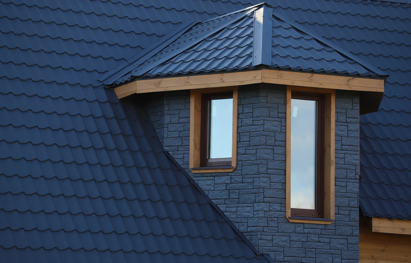 Gorgeous house with blue metal roofing