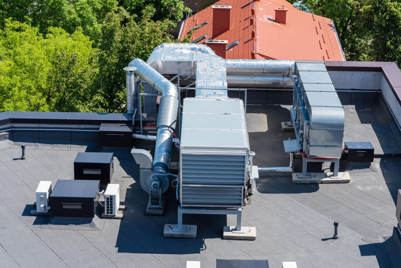 Ventilation system on the roof of a building